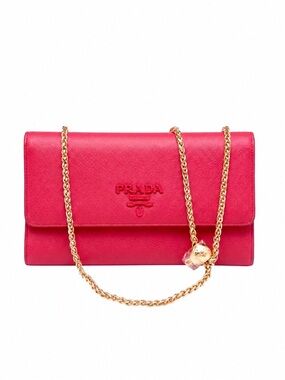 Prada Milano Hot Pink Saffiano Leather JUMBO Long Wallet Handbag Clutch
